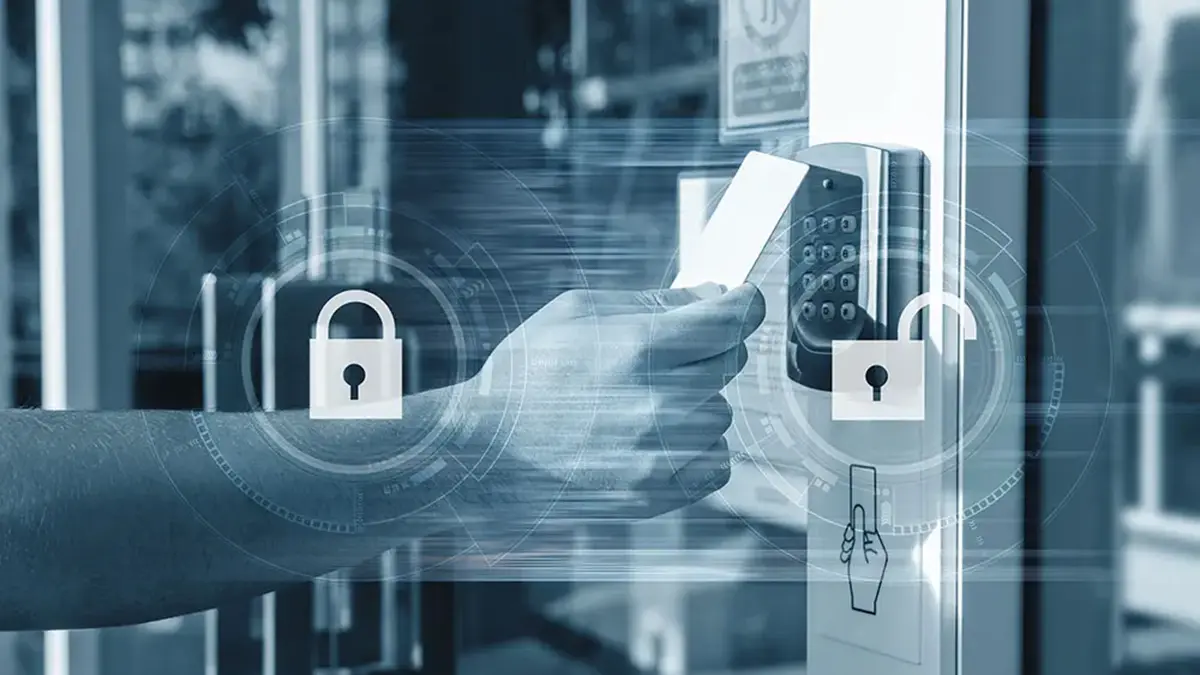 Modern video intercom system at building entrance